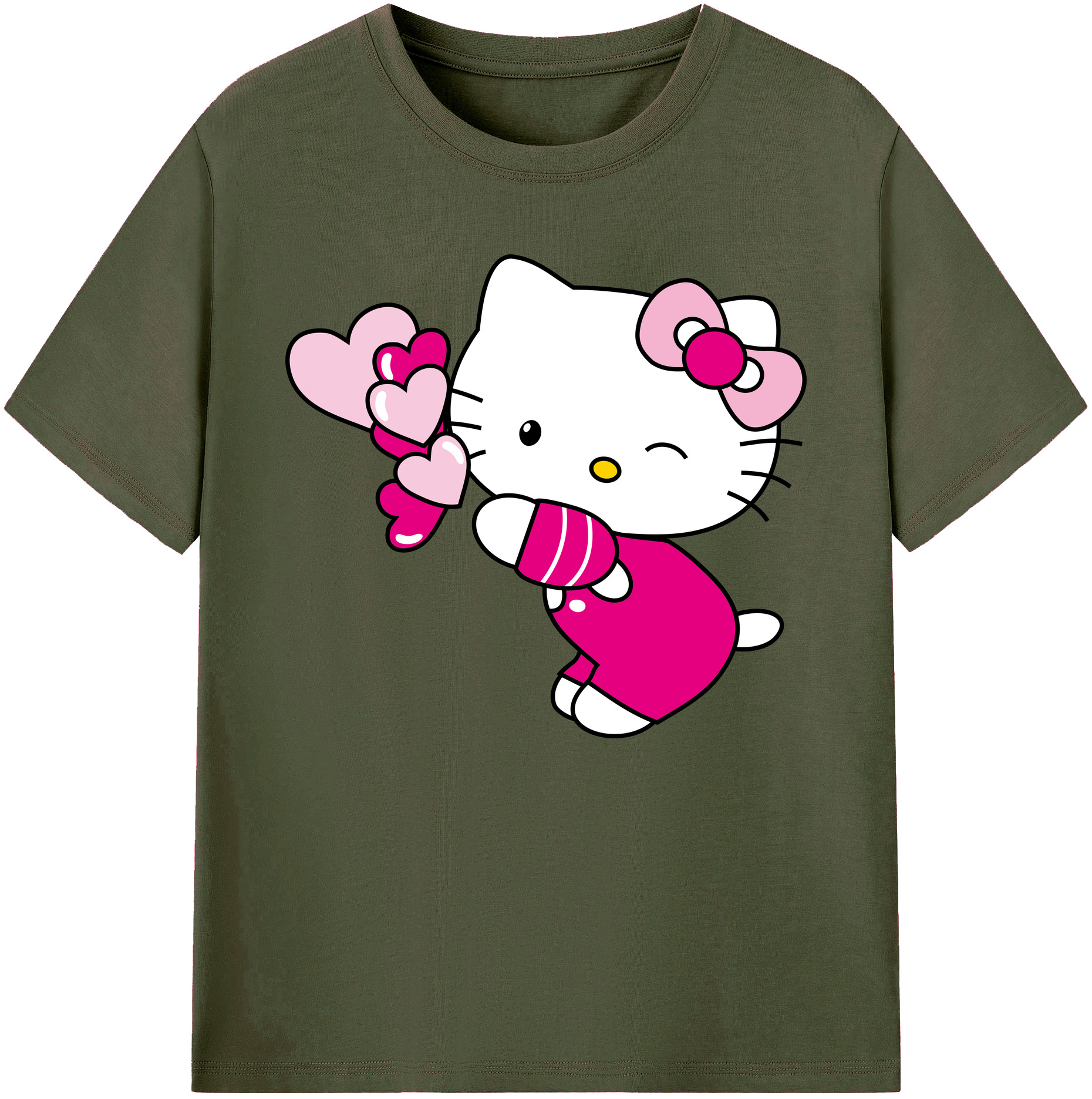 （画像用） Hello Kitty ハローキティ 綿100％ メンズ半袖Tシャツ｜肌触りやわらか＆通気性